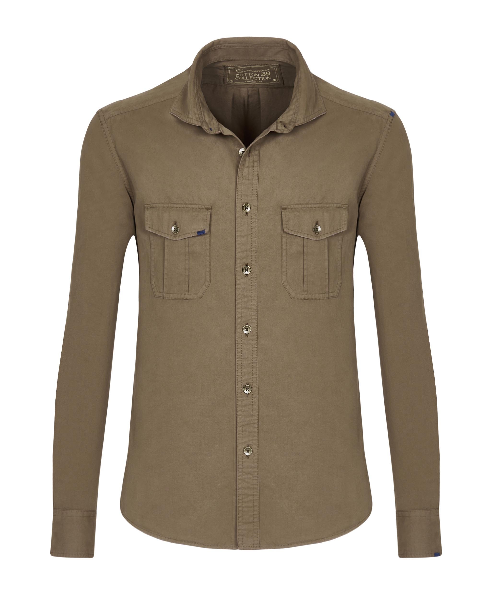 CAMICIA MANICA LUNGA TWILL DI COTONE TINTO IN CAPO